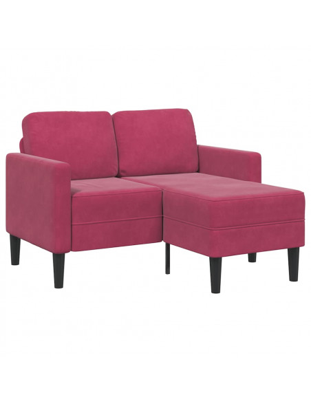 Divano 2 Posti con Chaise longue a L Rosso Vino 125 cm Velluto