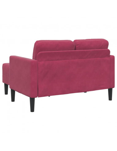 Divano 2 Posti con Chaise longue a L Rosso Vino 125 cm Velluto