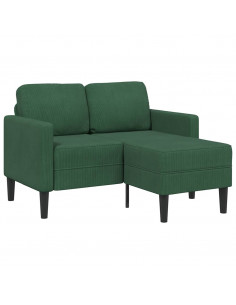Divano 2 Posti con Chaise longue a L Verde Giungla 125 cm Lino