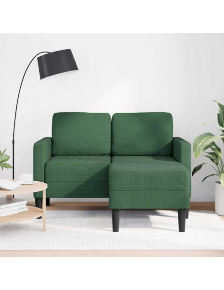 Divano 2 Posti con Chaise longue a L Verde Giungla 125 cm Lino