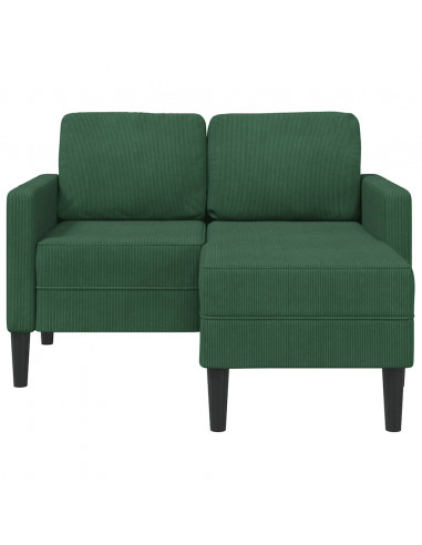 Divano 2 Posti con Chaise longue a L Verde Giungla 125 cm Lino