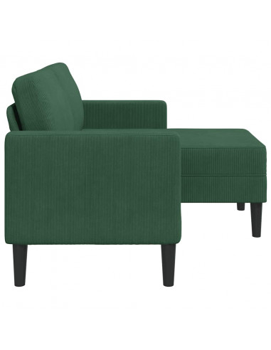 Divano 2 Posti con Chaise longue a L Verde Giungla 125 cm Lino