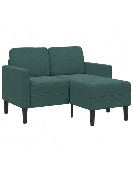 Divano 2 Posti con Chaise longue a L Verde Scuro 125 cm Velluto