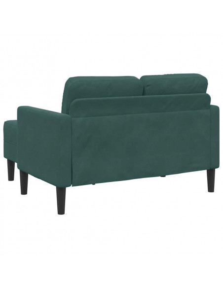 Divano 2 Posti con Chaise longue a L Verde Scuro 125 cm Velluto