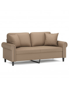 Divano a 2 Posti con Cuscini Cappuccino 140 cm in Similpelle