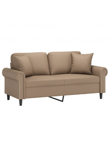Divano a 2 Posti con Cuscini Cappuccino 140 cm in Similpelle