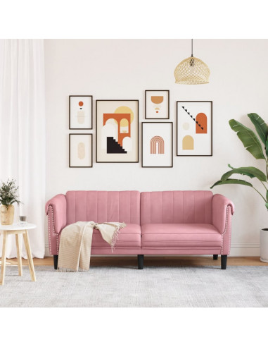 Divano a 2 Posti Rosa in Velluto
