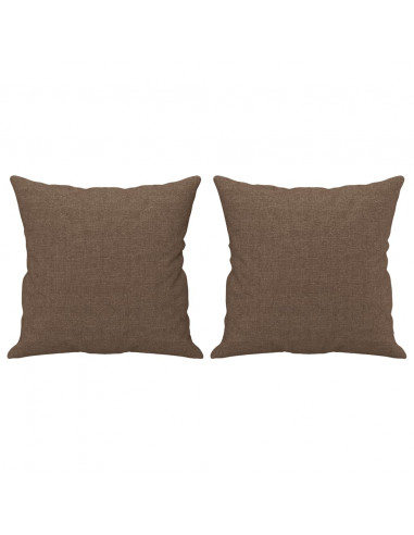 Divano a 3 Posti con Cuscini Marrone 180 cm in Tessuto