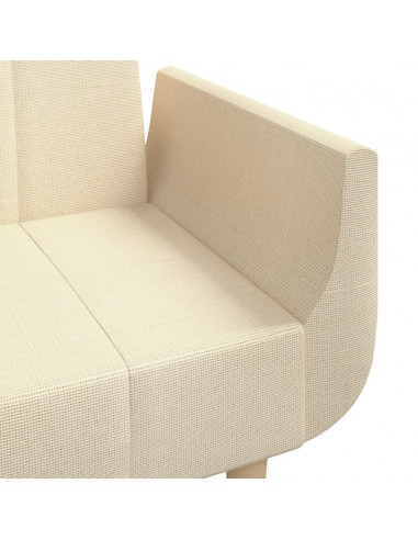 Divano Letto a 2 Posti con 2 Cuscini Crema in Tessuto