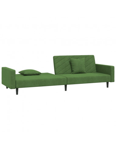 Divano Letto a 2 Posti con 2 Cuscini Verde Scuro in Velluto