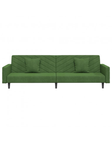 Divano Letto a 2 Posti con 2 Cuscini Verde Scuro in Velluto