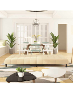 Divano Letto a 2 Posti Crema in Velluto 2