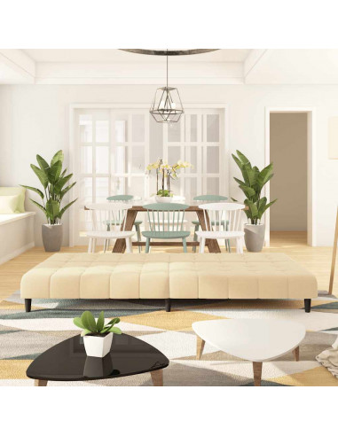 Divano Letto a 2 Posti Crema in Velluto