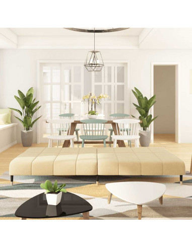 Divano Letto a 2 Posti Crema in Velluto