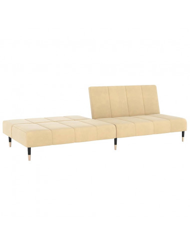 Divano Letto a 2 Posti Crema in Velluto