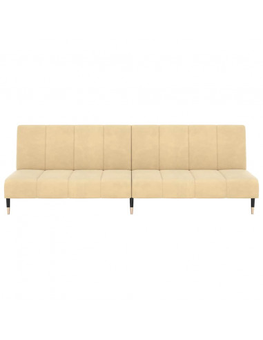 Divano Letto a 2 Posti Crema in Velluto
