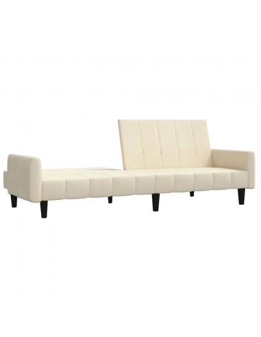 Divano Letto a 2 Posti Crema in Velluto