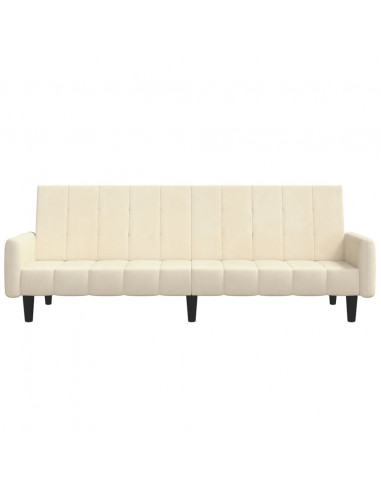 Divano Letto a 2 Posti Crema in Velluto