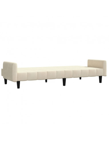 Divano Letto a 2 Posti Crema in Velluto