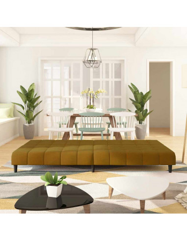 Divano Letto a 2 Posti Marrone in Velluto