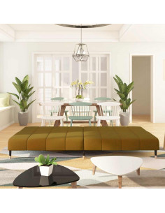 Divano Letto a 2 Posti Marrone in Velluto 2