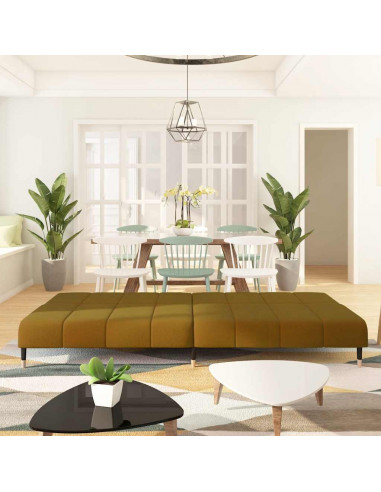 Divano Letto a 2 Posti Marrone in Velluto