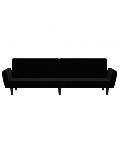 Divano Letto a 2 Posti Nero in Velluto