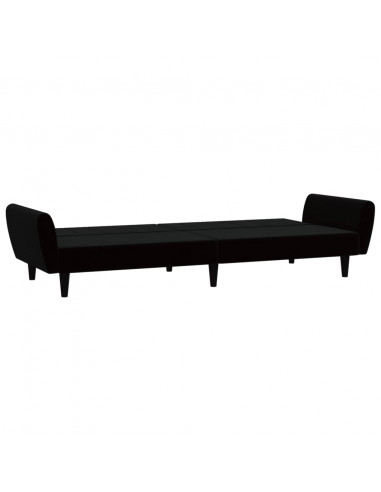 Divano Letto a 2 Posti Nero in Velluto