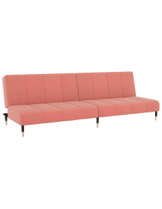 Divano Letto a 2 Posti Rosa in Velluto