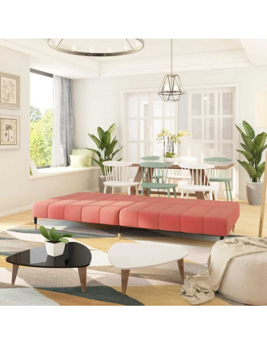 Divano Letto a 2 Posti Rosa in Velluto