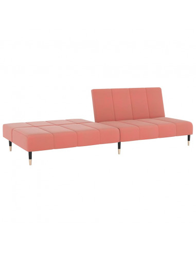 Divano Letto a 2 Posti Rosa in Velluto