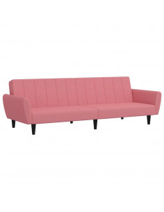 Divano Letto a 2 Posti Rosa in Velluto