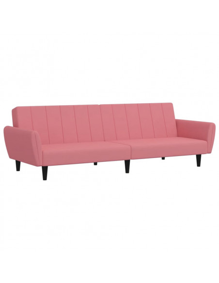 Divano Letto a 2 Posti Rosa in Velluto