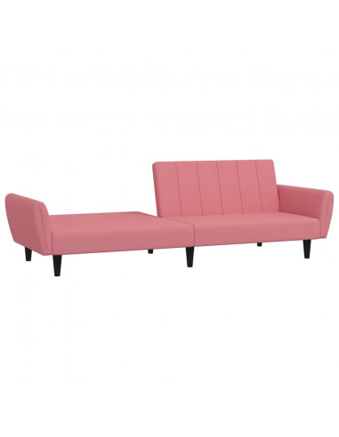 Divano Letto a 2 Posti Rosa in Velluto