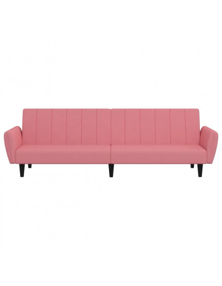 Divano Letto a 2 Posti Rosa in Velluto