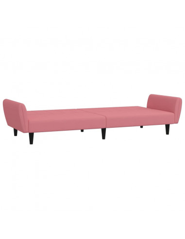 Divano Letto a 2 Posti Rosa in Velluto