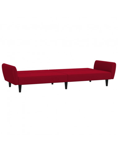 Divano Letto a 2 Posti Rosso Vino in Velluto