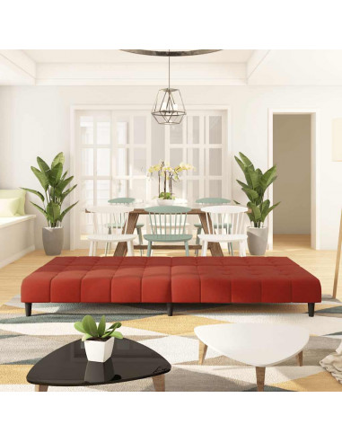 Divano Letto a 2 Posti Rosso Vino in Velluto