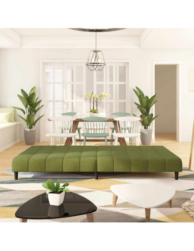 Divano Letto a 2 Posti Verde Chiaro in Velluto