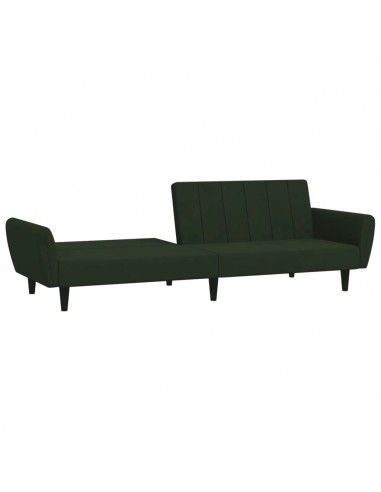 Divano Letto a 2 Posti Verde Scuro in Velluto
