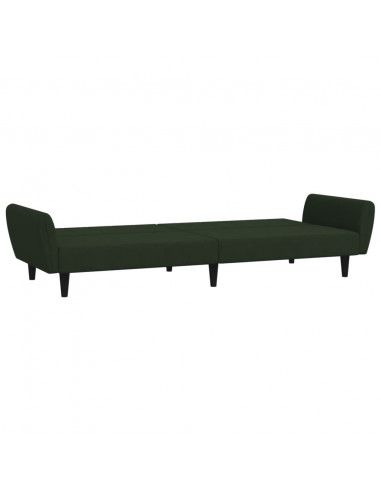 Divano Letto a 2 Posti Verde Scuro in Velluto