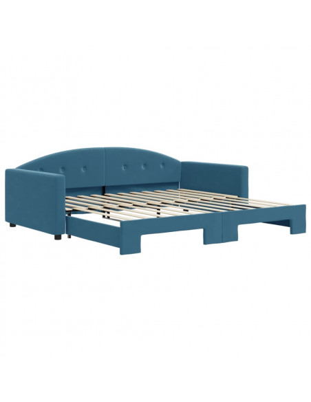 Divano Letto con Letto Estraibile Blu 100x200 cm in Velluto