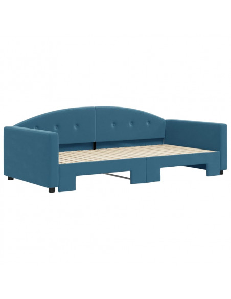 Divano Letto con Letto Estraibile Blu 100x200 cm in Velluto