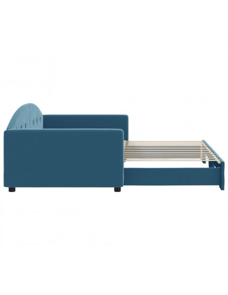 Divano Letto con Letto Estraibile Blu 100x200 cm in Velluto