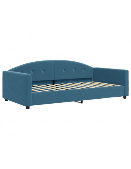 Divano Letto con Letto Estraibile Blu 100x200 cm in Velluto