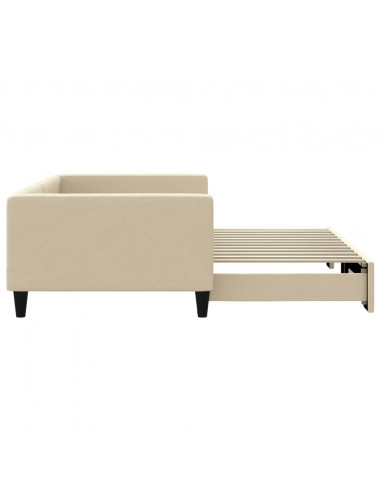 Divano Letto con Letto Estraibile Crema 100x200 cm in Tessuto