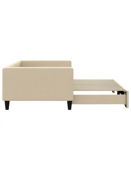 Divano Letto con Letto Estraibile Crema 100x200 cm in Tessuto