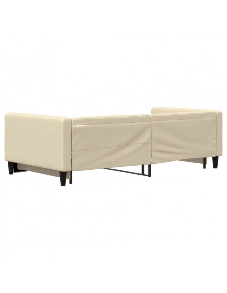 Divano Letto con Letto Estraibile Crema 100x200 cm in Tessuto