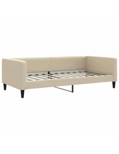Divano Letto con Letto Estraibile Crema 100x200 cm in Tessuto
