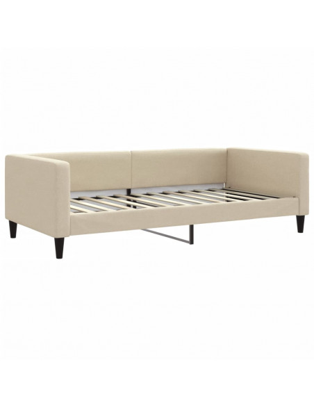 Divano Letto con Letto Estraibile Crema 100x200 cm in Tessuto